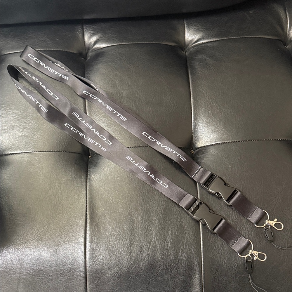 Corvette Black Lanyard Keychain 2pack Set